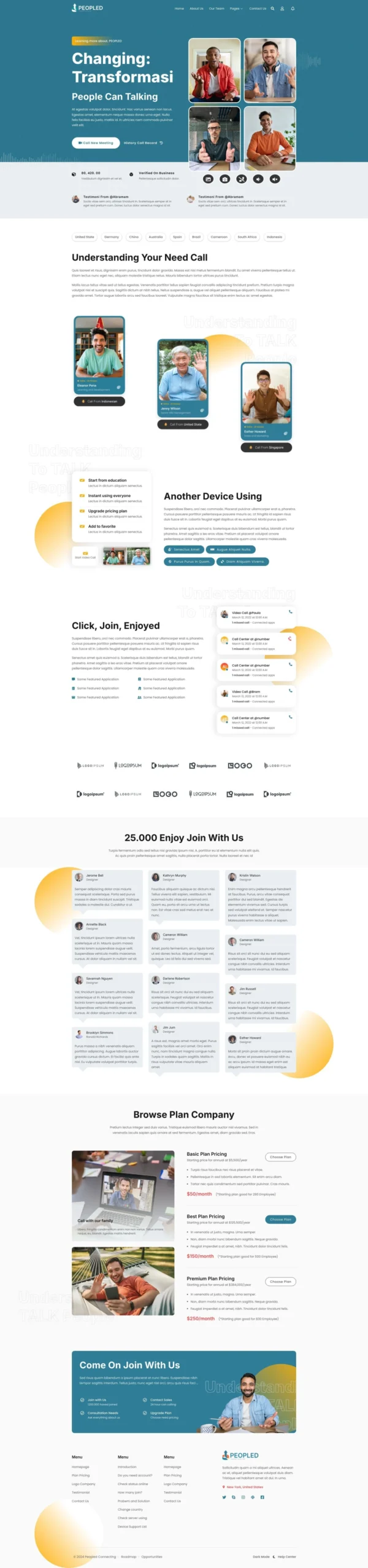 Peopled - Online Meeting App Website Design Package