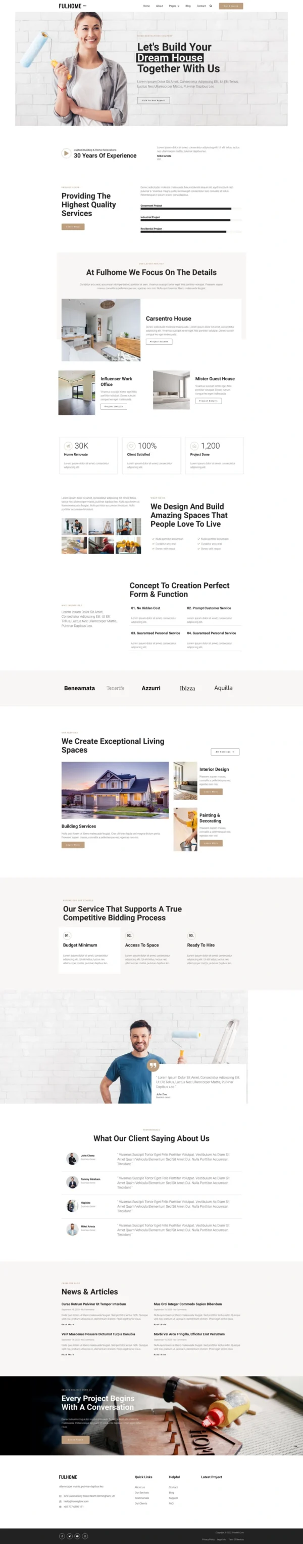Fulhome - Home Renovations & Repair Company Website Design Package