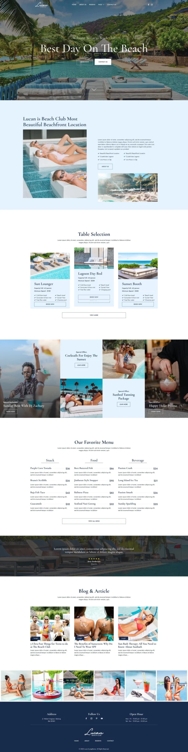 Lucan – Beach Club & Lounge Bar Website Design Package