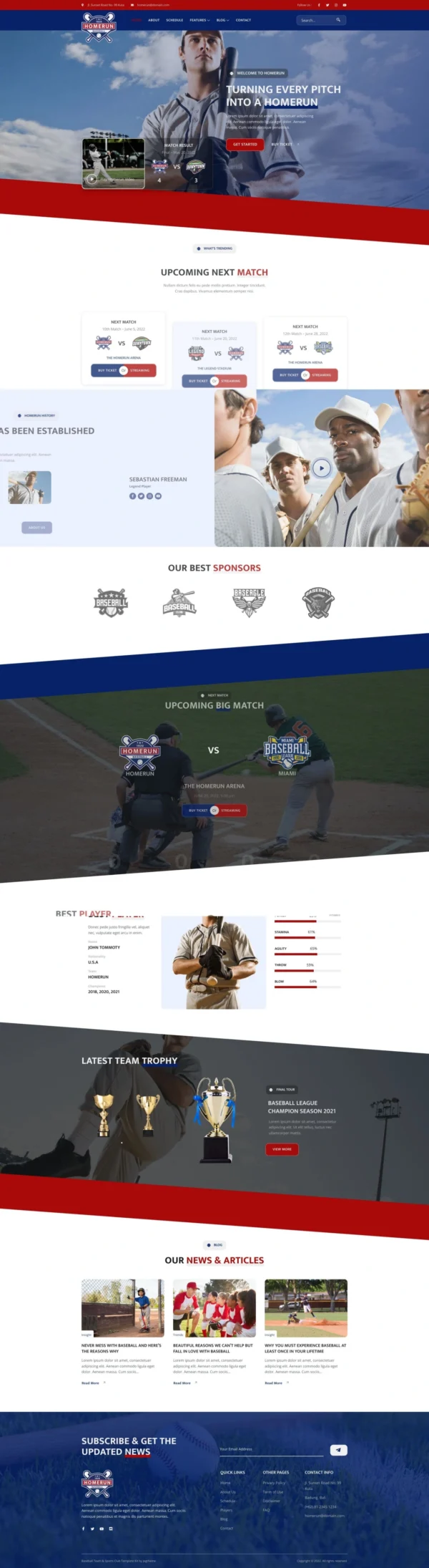 Homerun – Baseball Team & Sports Club Website Design Package