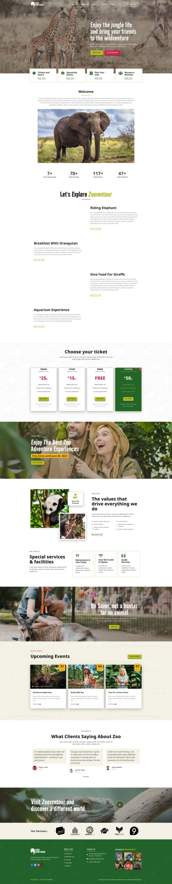 Zooventour - Safari & Zoo Website Design Package