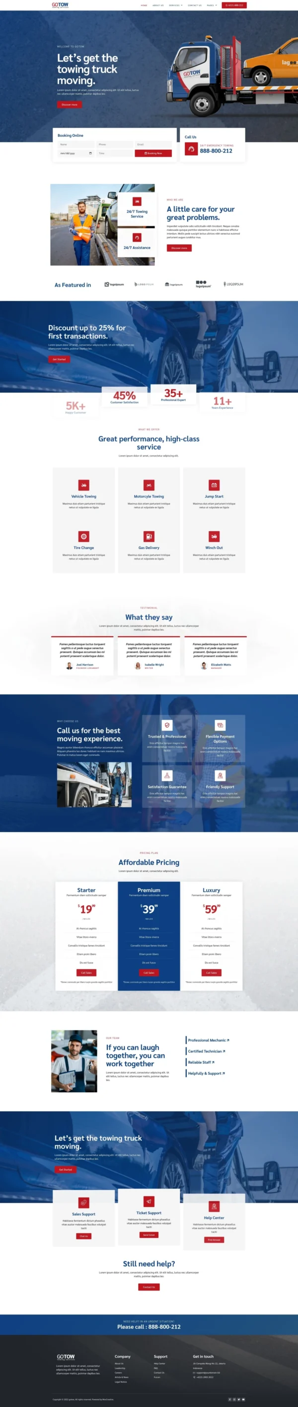 Gotow - Towing Services Website Design Package