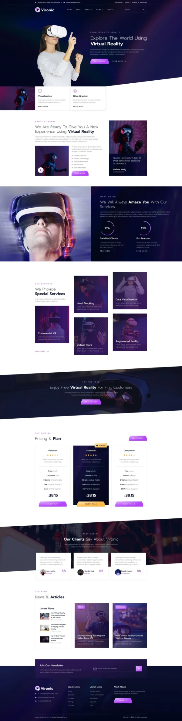 Vironic – Augmented & Virtual Reality Services Website Design Package