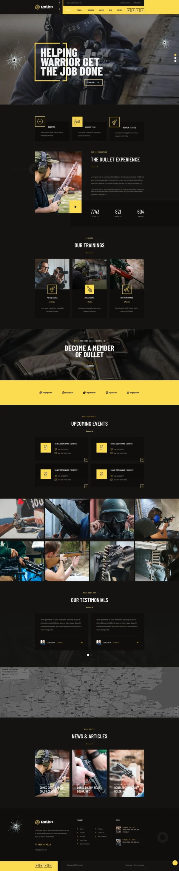 Dullet - Shooting Range & Gun Club Website Design Package