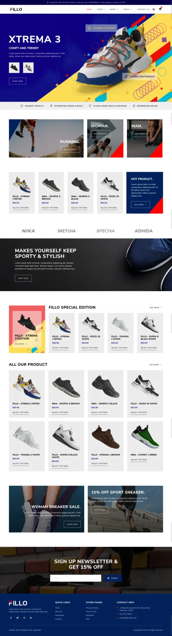 Fillo Shoes & Sneakers Store Website Design Package