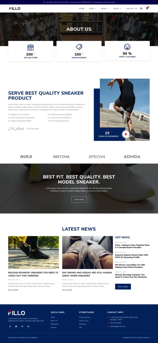 Fillo Shoes & Sneakers Store Website Design Package - Image 2