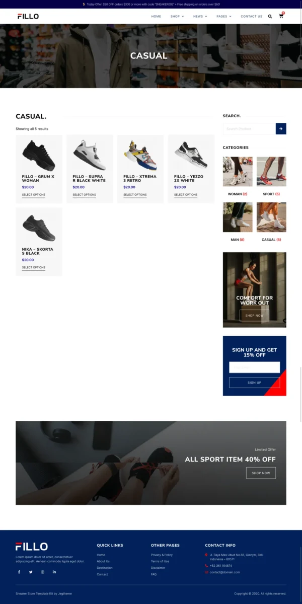 Fillo Shoes & Sneakers Store Website Design Package - Image 5