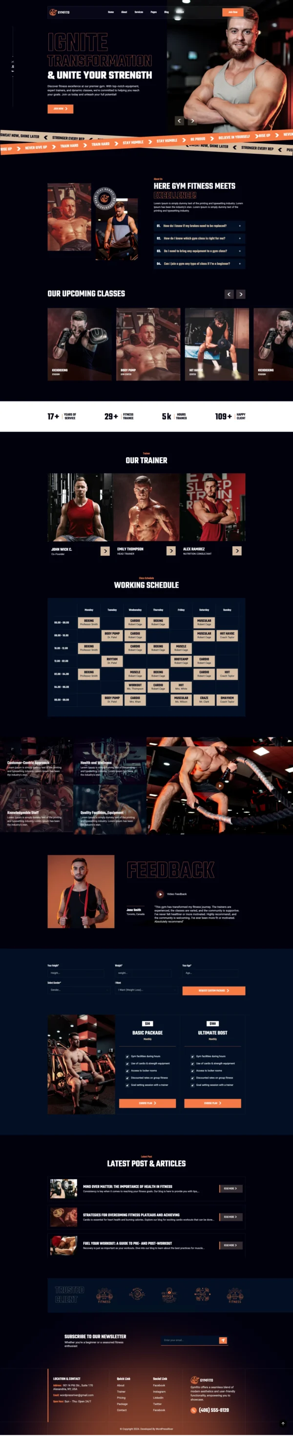 Gymfito - Fitness and Gym Website Design Package
