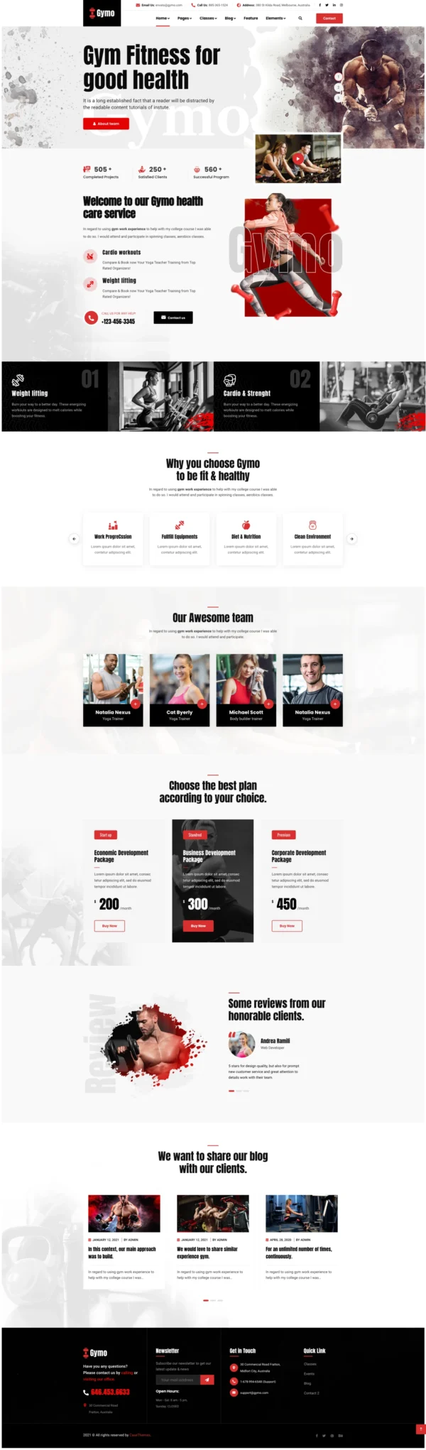 Gymio - Gym & Fitness Website package