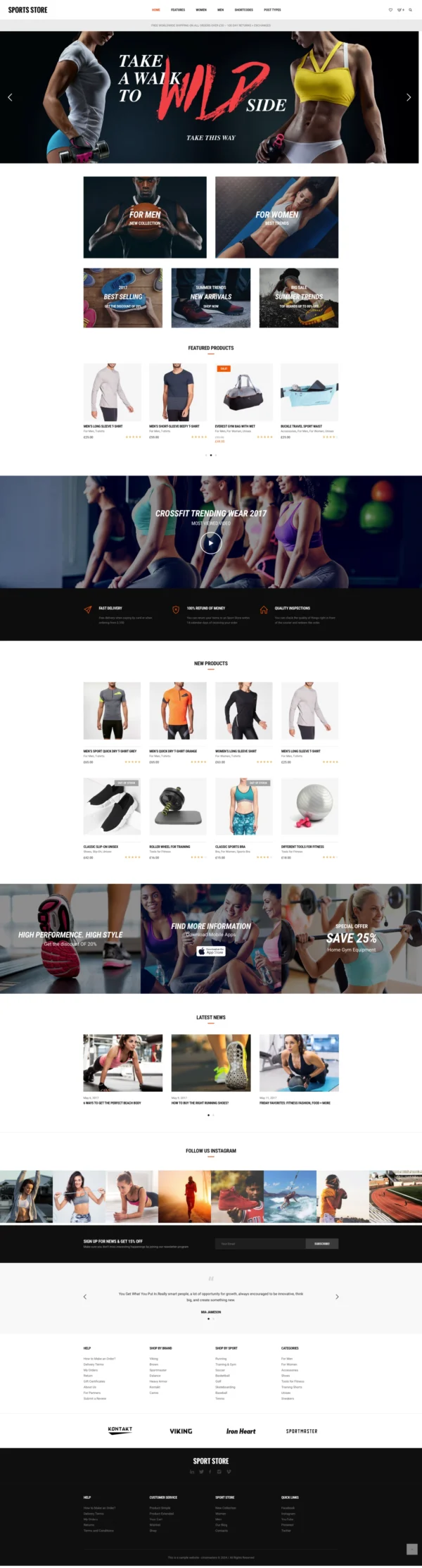 Sports Store Website package