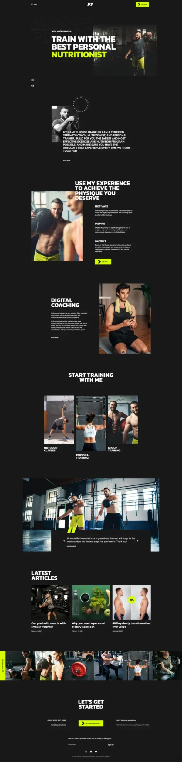 F7 - Fitness Gym Sport Studio Website package