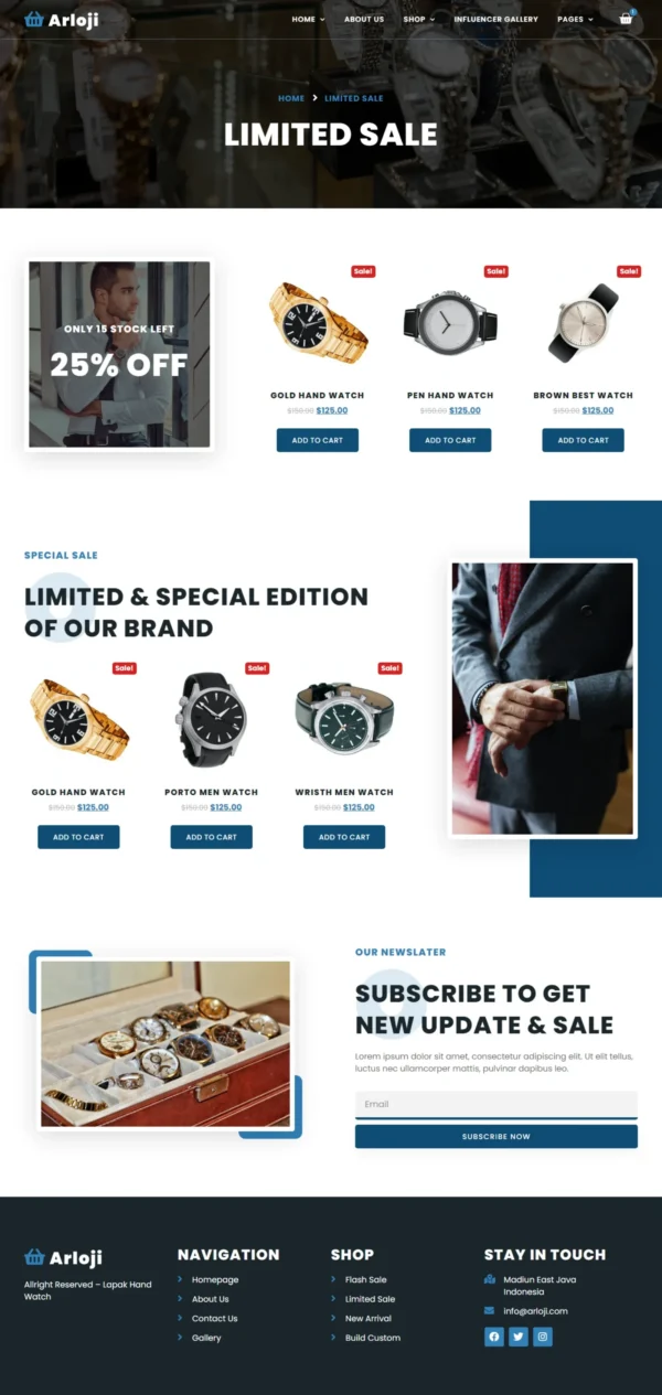 Arloji - Modern Hand Watch Shop eCommerce Website Design Package - Image 5