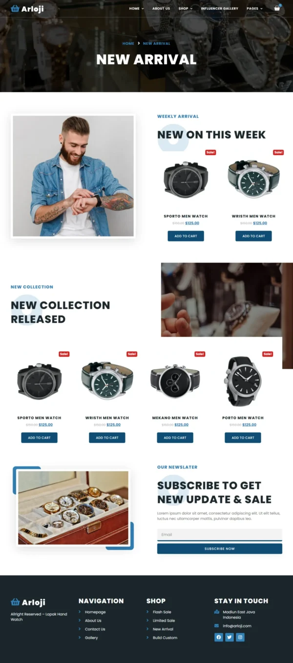 Arloji - Modern Hand Watch Shop eCommerce Website Design Package - Image 4