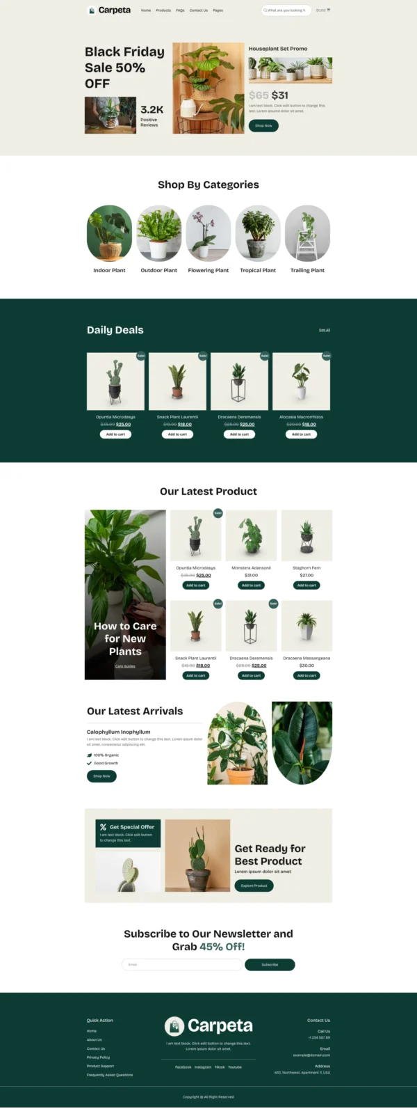 Carpeta - Houseplant Store Ecommerce Website Design Package