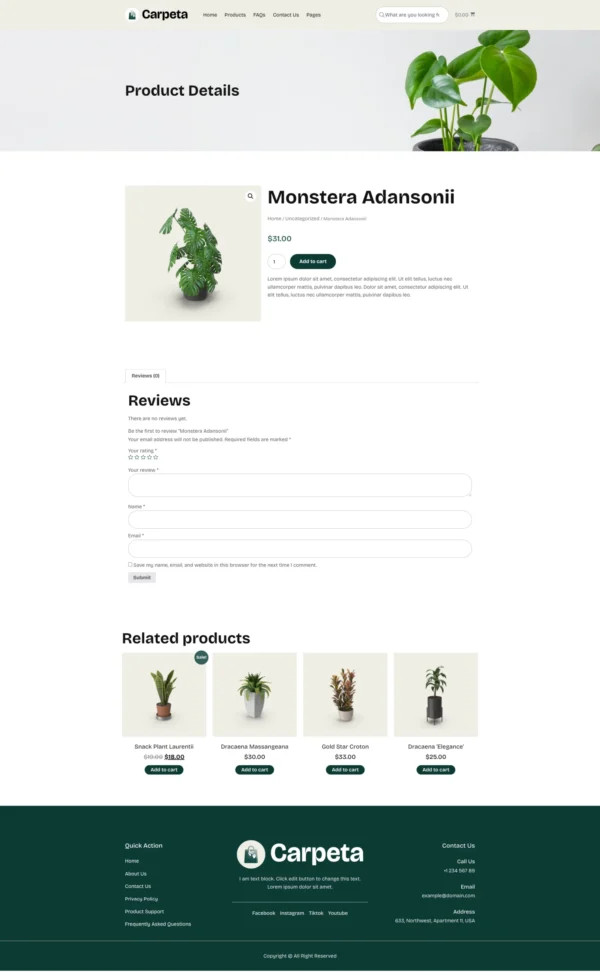 Carpeta - Houseplant Store Ecommerce Website Design Package - Image 2