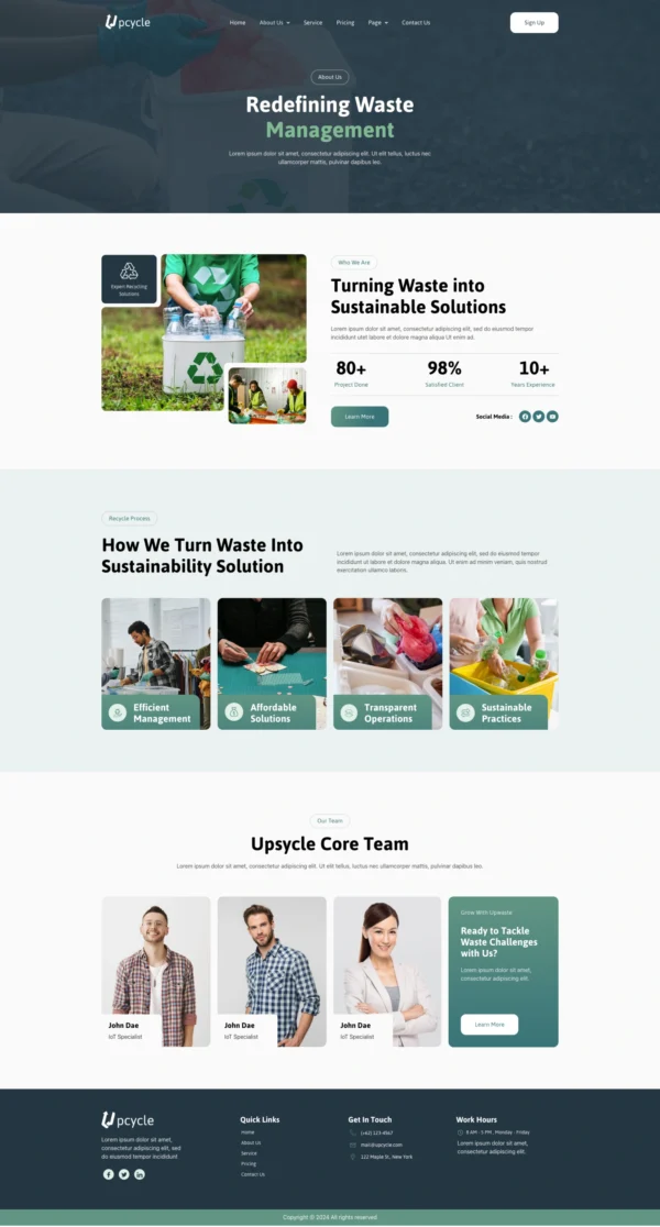 Upcycle - Waste Management & Recycling Website Design Package - Image 2