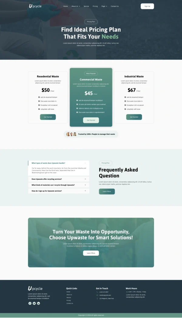 Upcycle - Waste Management & Recycling Website Design Package - Image 4