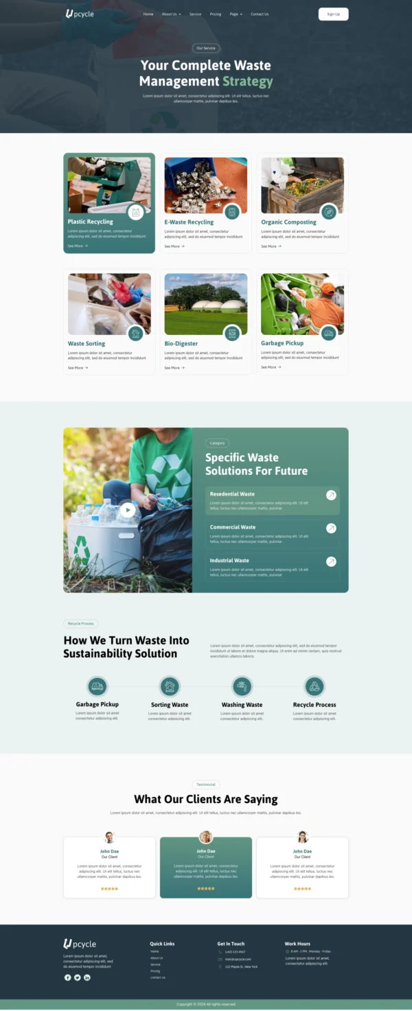 Upcycle - Waste Management & Recycling Website Design Package - Image 3