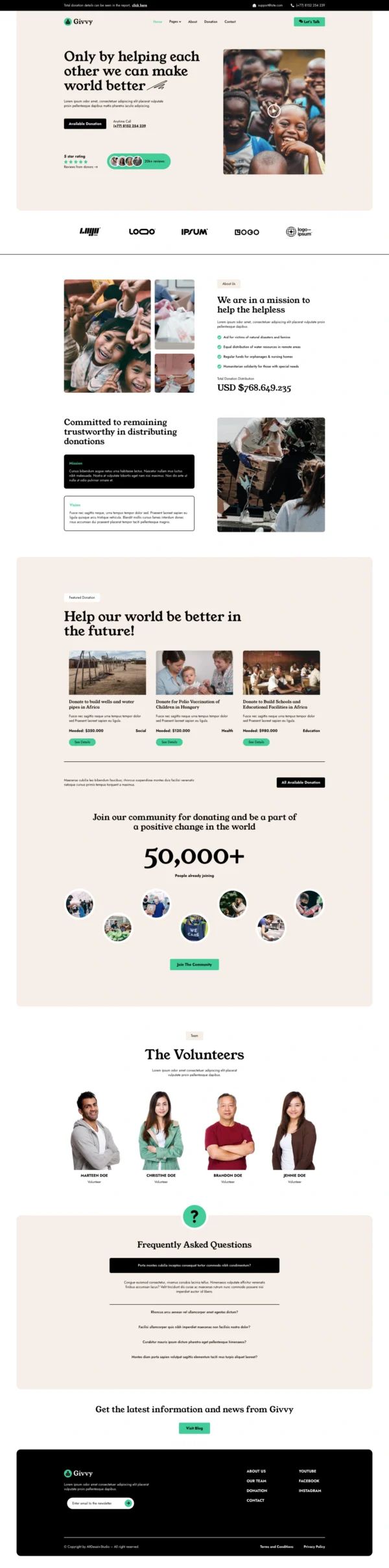 Givvy - Charity Donation website Design Package