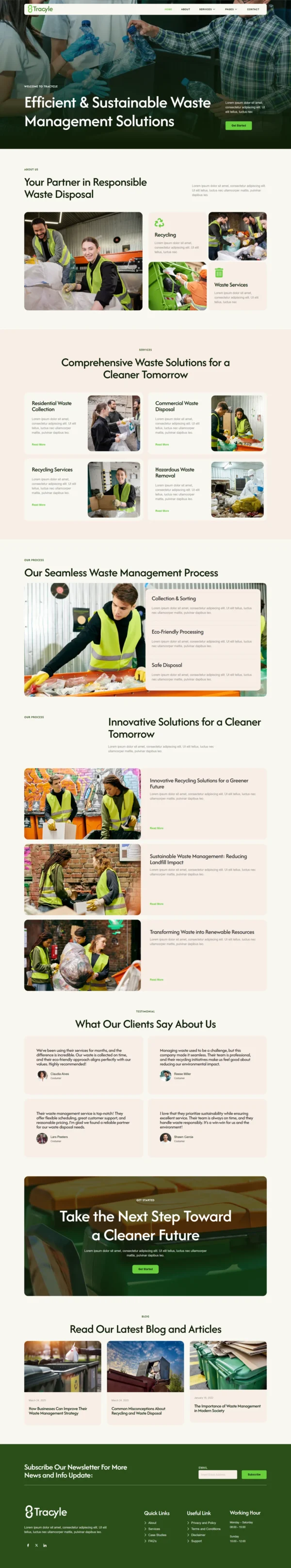 Tracyle - Waste Management & Recycling Service Website Design Package Base