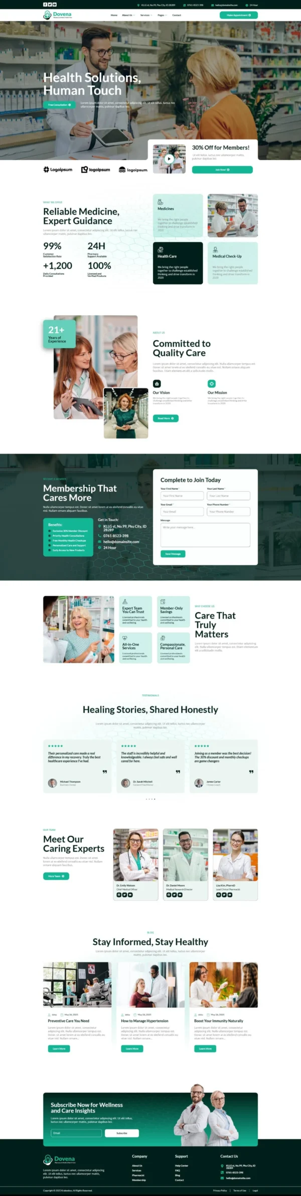 Dovena - Pharmacy & Medical Website Design Package